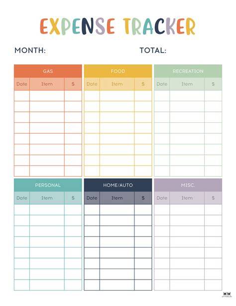 Expense Tracker Printable