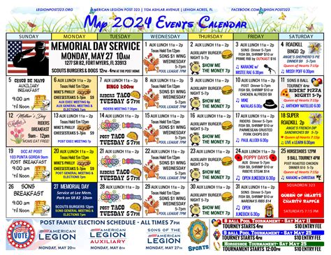 american legion calendar of events
