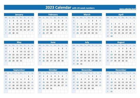 calendar with week numbers