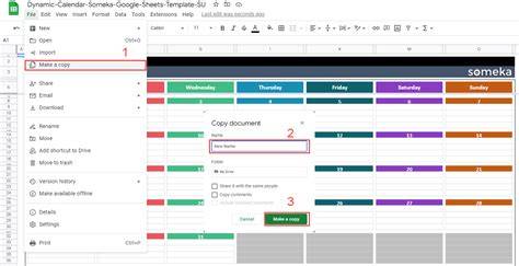 google sheets calendar