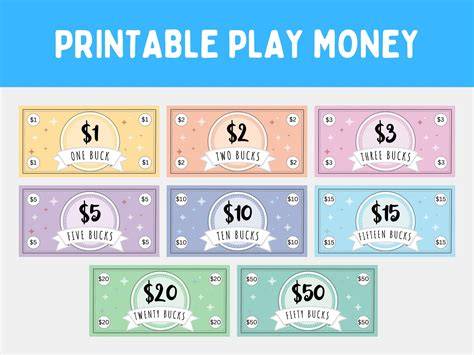 Fake Printable Play Money