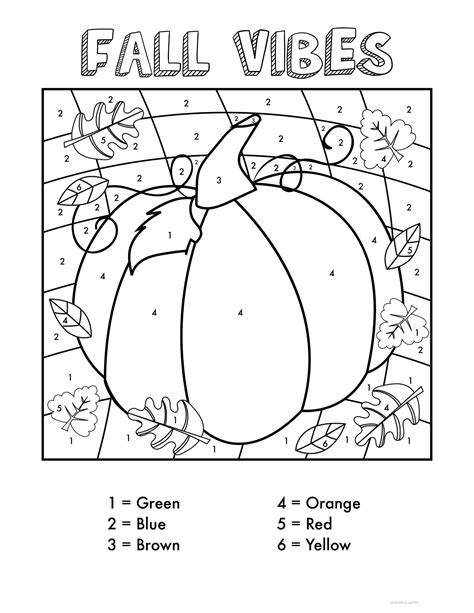 Fall Color By Number Free Printable Pdf