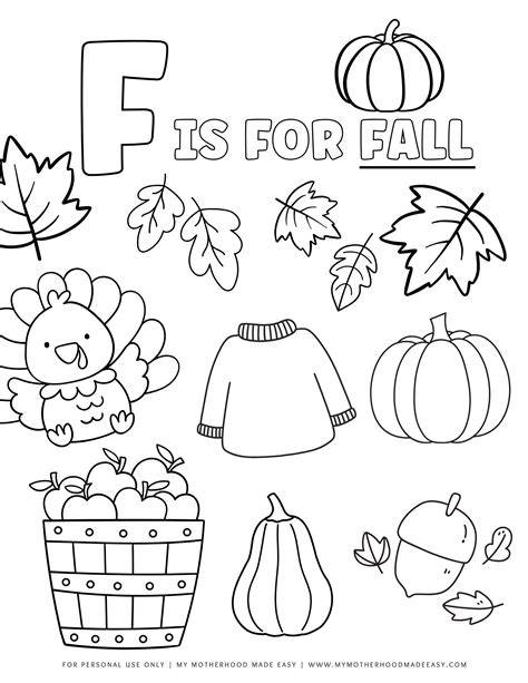 Fall Color Sheets For Preschoolers