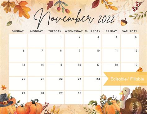 Fall Themed Calendar