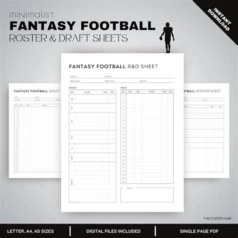 Fantasy Football Roster Sheets Printable