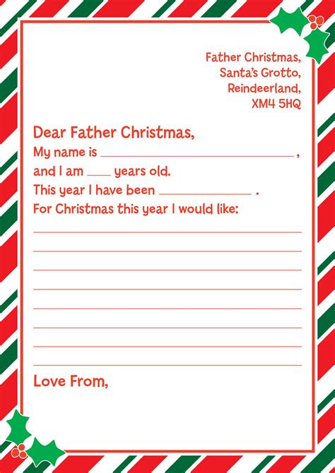 Father Christmas Letter Template Printable Free