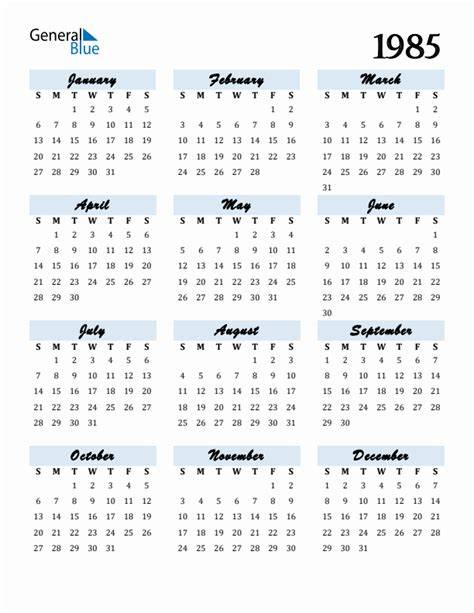 Feb 1985 Calendar