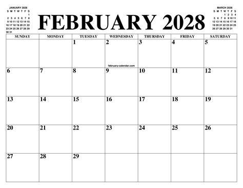 Feb 2028 Calendar