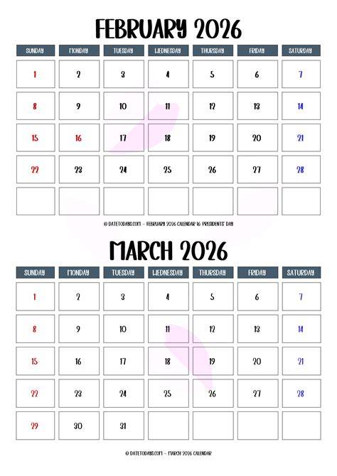 Feb March Calendar
