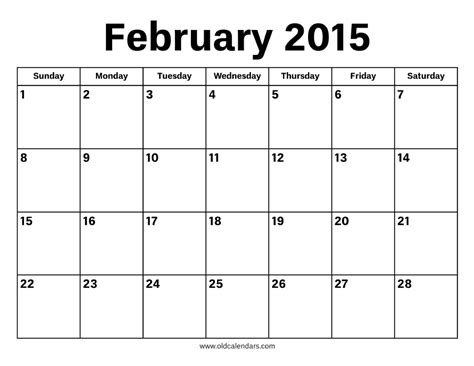February 2015 Calendar