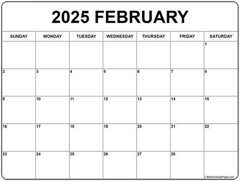 February Blank Calendar 2025