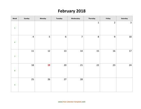 February Calendar 2018