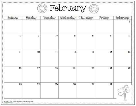 February Printable Calendar