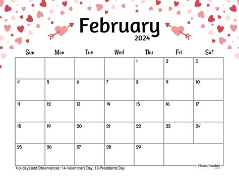 Febuary Printable Calendar