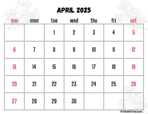 april 2025 calendar printable