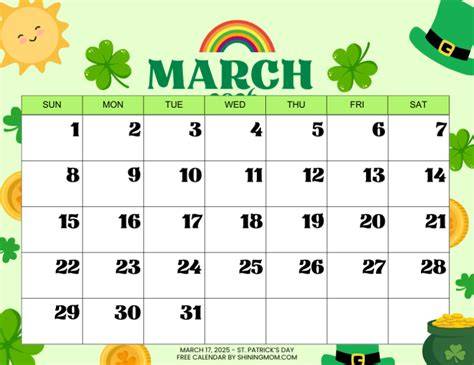 saint patrick day calendar