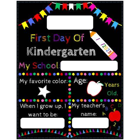 First Day Of Kindergarten Sign Printable