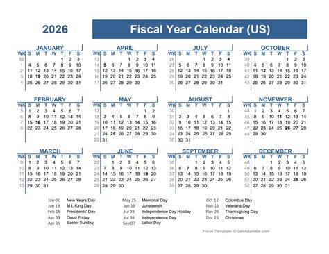 Fiscal Year 2026 Calendar