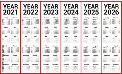 Five Year Calendar