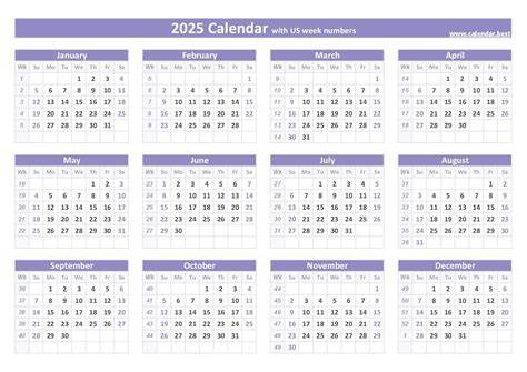 2025 calendar with week numbers