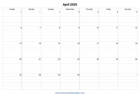 april 2025 calendar printable