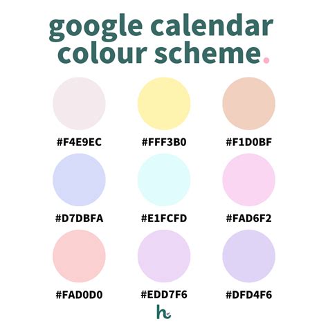 google calendar color schemes