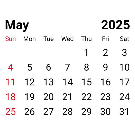 may 2025 calendar