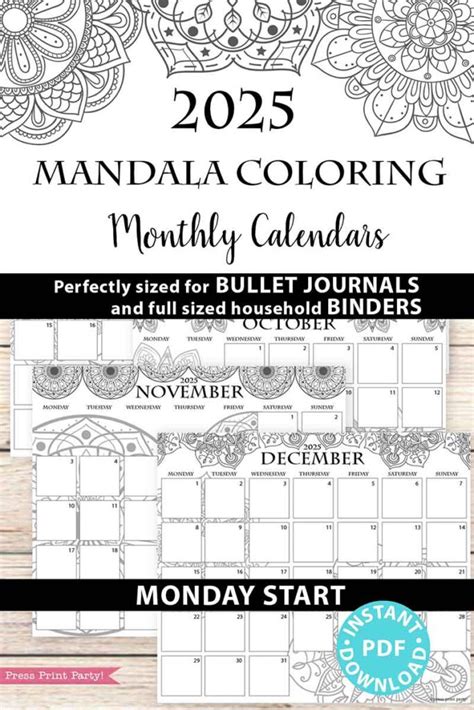 monday mandala calendar 2025