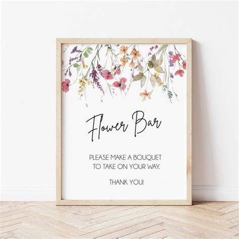 Flower Bar Sign Printable Free Pdf