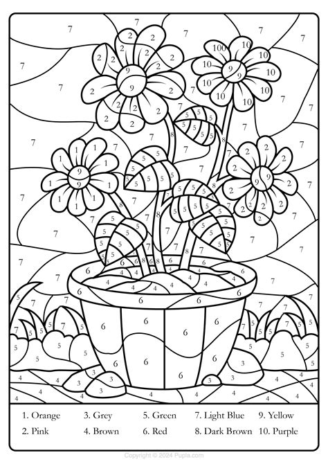 Flower Color By Number Printable