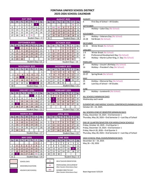 Fontana Usd Calendar