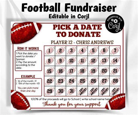 Football Fundraiser Calendar