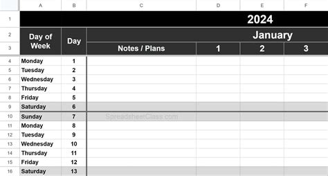 calendar template for google sheets