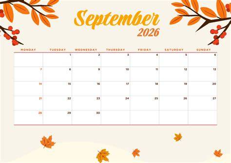 september themed calendar