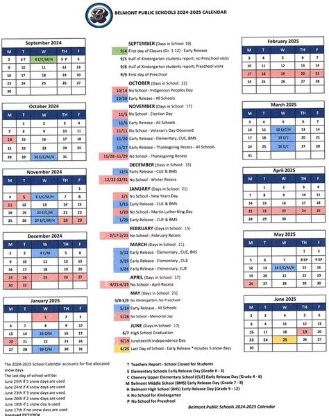 belmont schools calendar