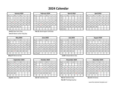 free 2024 printable calendar one page