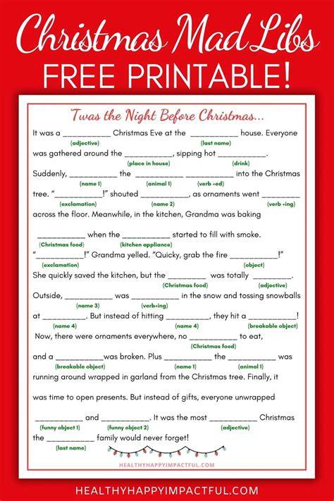 Free Christmas Mad Libs Printables