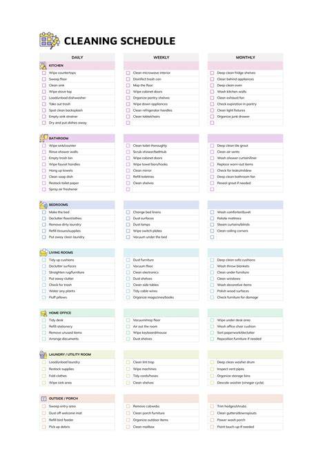 Free Cleaning Schedule Printable