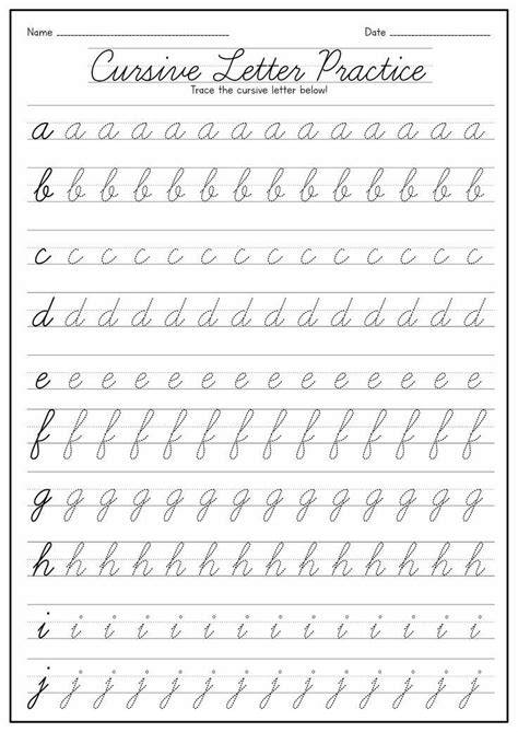 Free Cursive Letters Printables