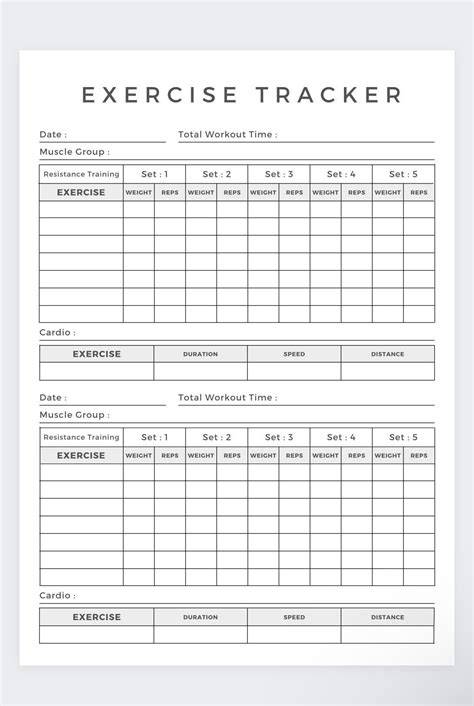 Free Exercise Tracker Printable