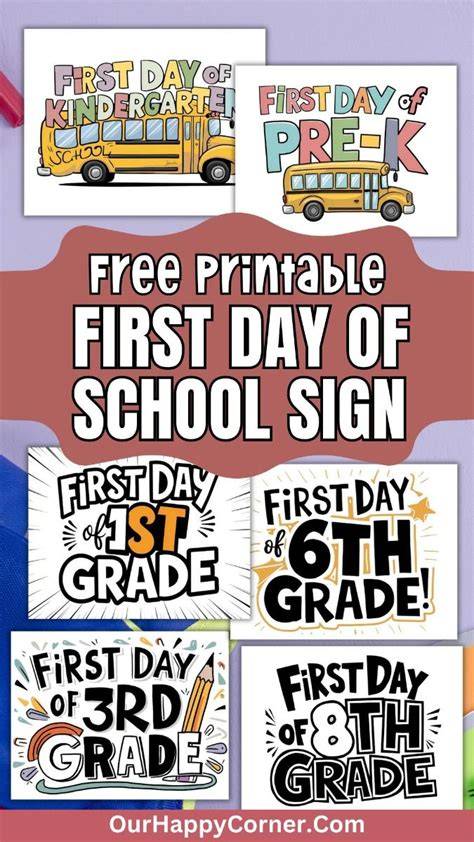 Free First Day Of School Printables