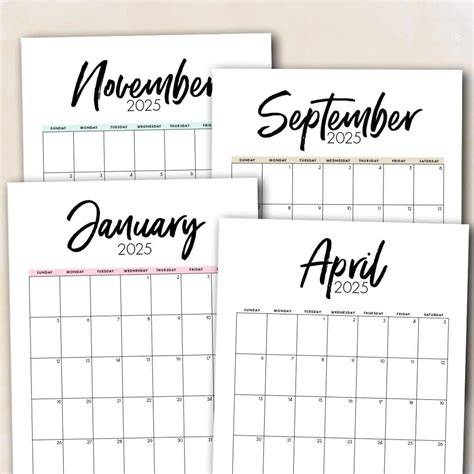 Free Monthly Calendar Printable 2025