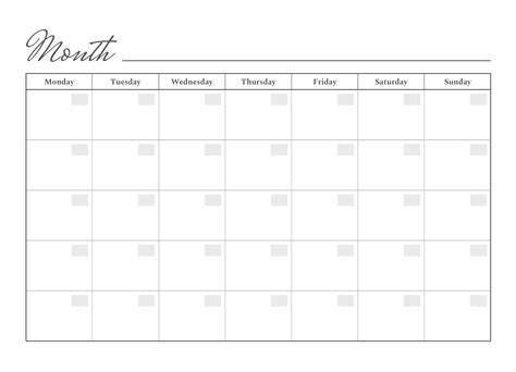 Free Monthly Printable Calendar