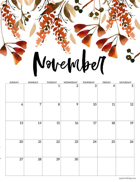 Free November Printable Calendar