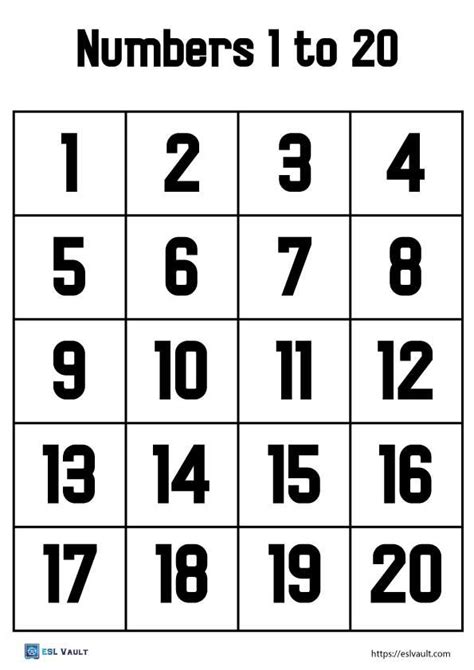Free Numbers Printables 1 To 20