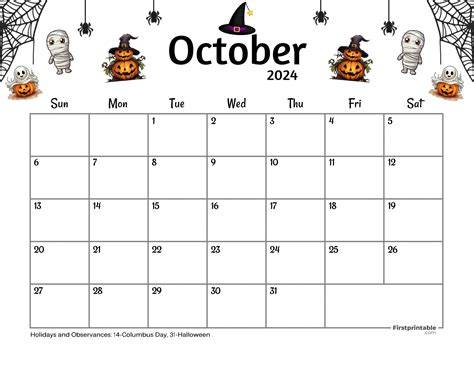 Free October Calendar 2024
