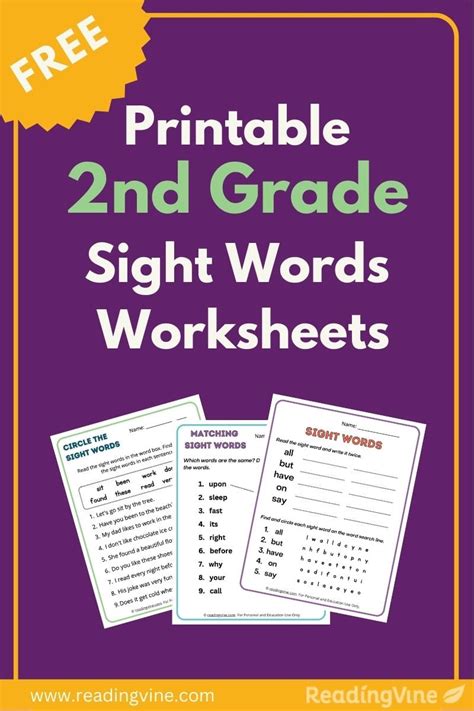 Free Printable 2nd Grade Sight Words