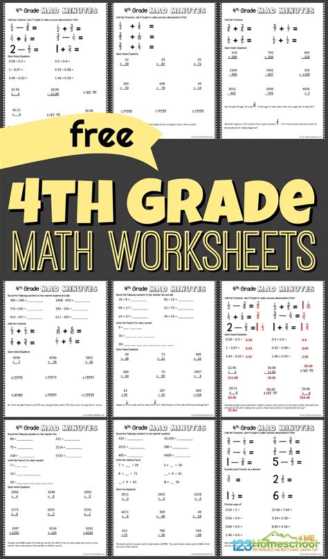 Free Printable 4th Grade Math Worksheets