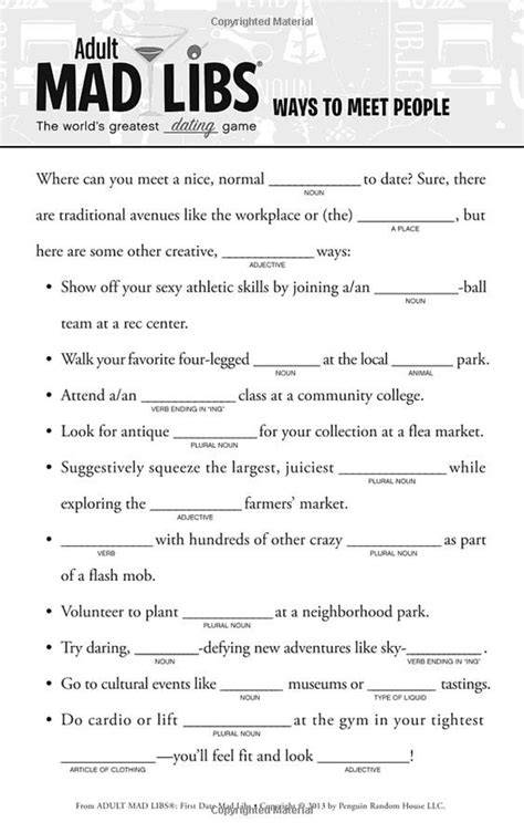 Free Printable Adult Mad Libs