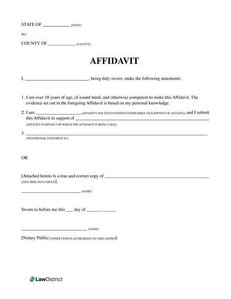 Free Printable Affidavit Form Pdf